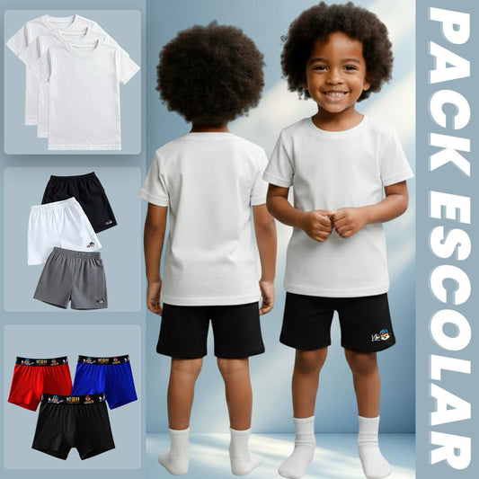 PACK ESCOLAR 3 CAMISETAS + 3 PANTALONETAS + 3 BOXER